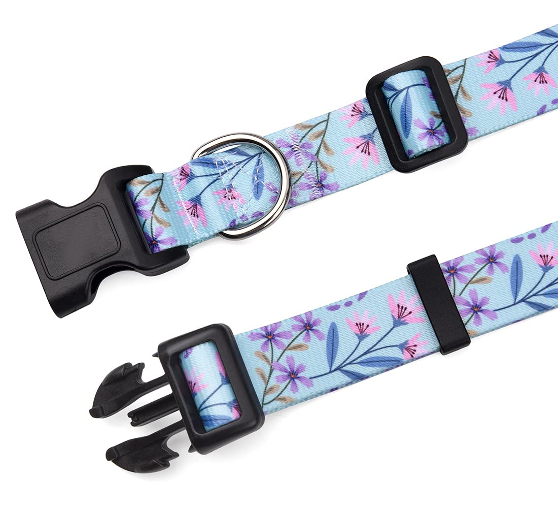 Hqyddmi Dog Collars With Floral Print, Soft Comfortable Adjustable Collars For Small Medium Large Dogs, Floral Pattern For Girl