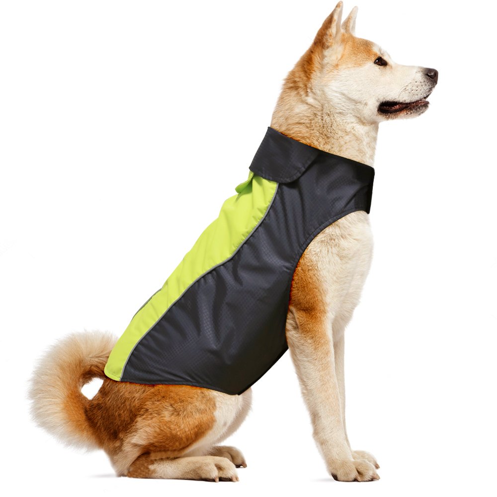 Vizpet Dog Raincoat Waterproof Coats,Dog Jacket High Visibility Warm Vest Dog Clothes for Small Medium Large Dogs(Green-L)