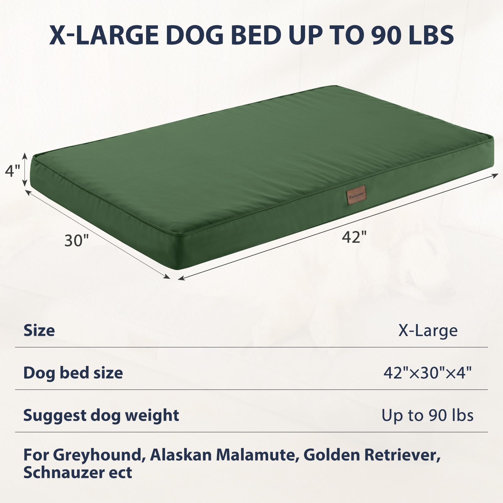 Bfpethome Outdoor Dog Bed For Large Dogs, Waterproof, Orthopedic With Removable Washable Cover, Egg Crate Foam Mat (42 X 30In, G