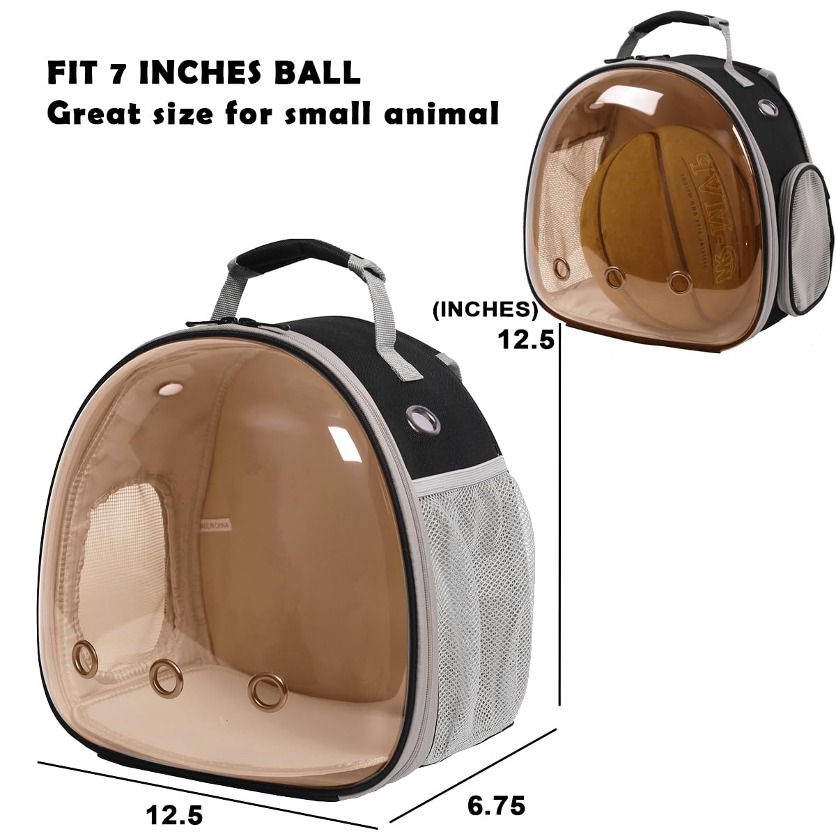 Guinea Pig Carrier, Guinea Pig Backpack With Clear Bubble Window (Black-Polarize, Backpack)
