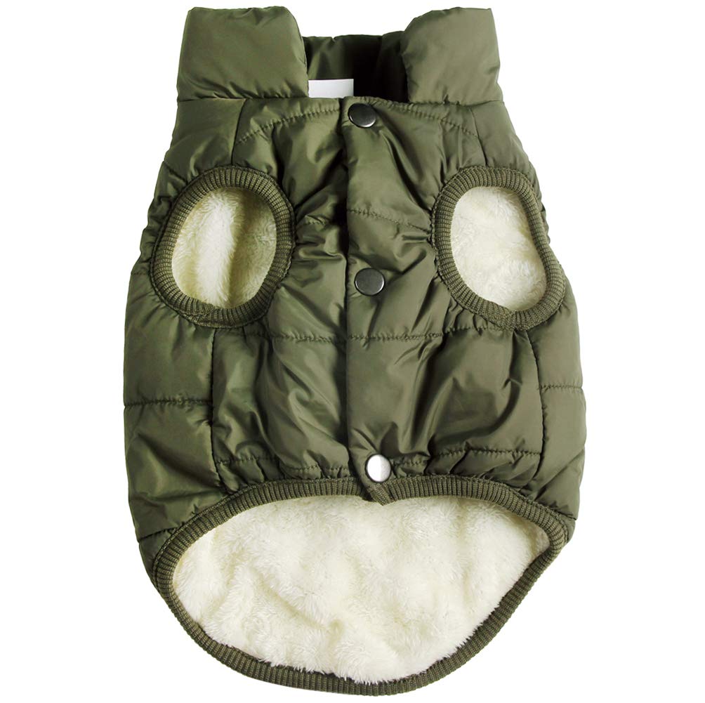 Joydaog Fleece Lined Warm Dog Jacket For Winter Cold Weather,Soft Windproof Medium Dog Coat,Green Xl