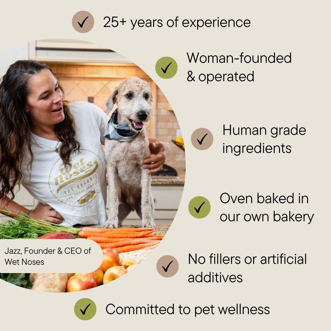 Wet Noses Organic Crunchy Dog Treats - for All Pet Sizes, Breeds - Senior Dog Snack - 100% Human-Grade - Delicious Chews for Dog