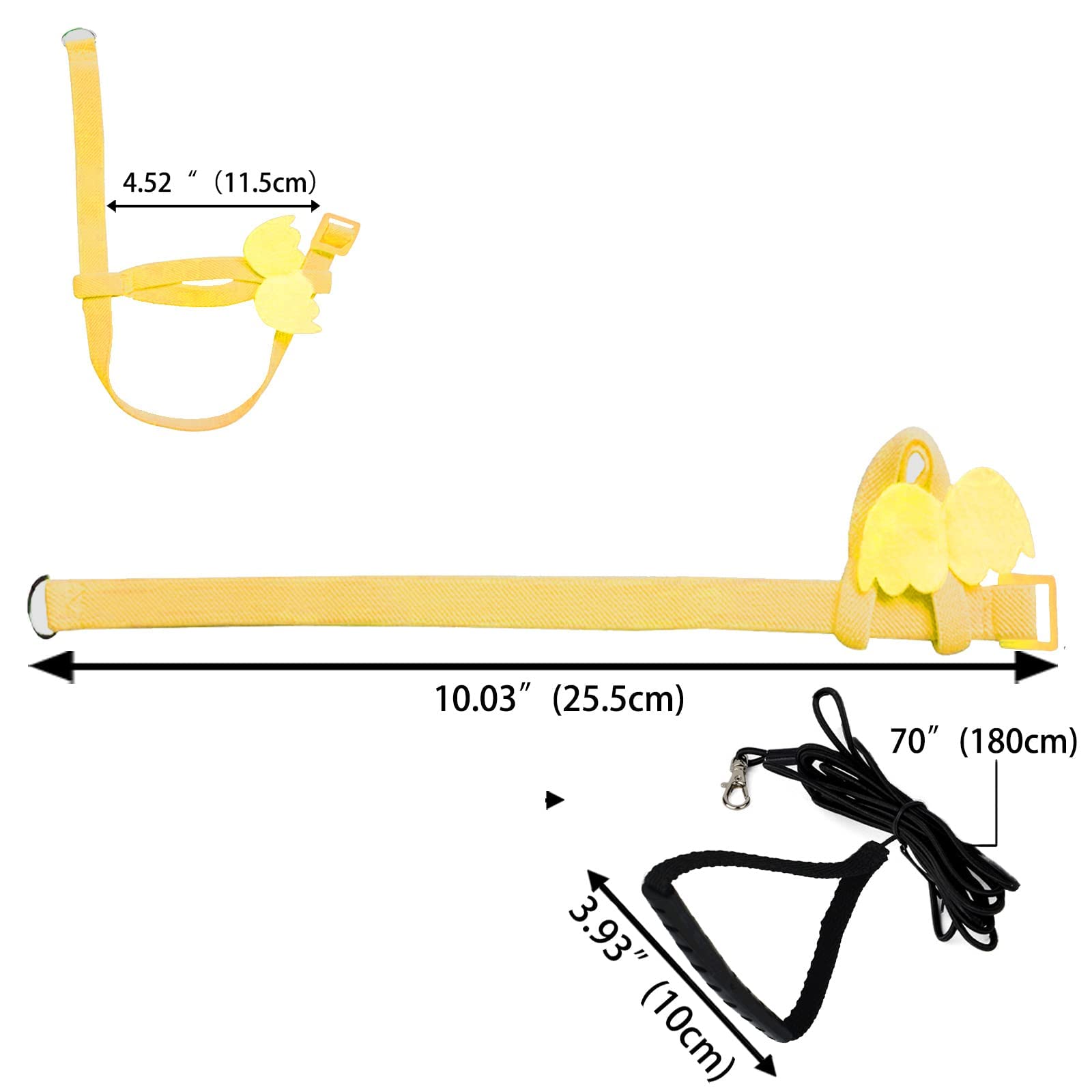 Dnoifne Pet Parrot Bird Harness And Leash, Adjustable Training Design Anti-Bite, Bird Nylon Rope With Cute Wing For Parrots, Suitable For Scarlet, Keck, Mini Macaw And Same Size Birds (Yellow)