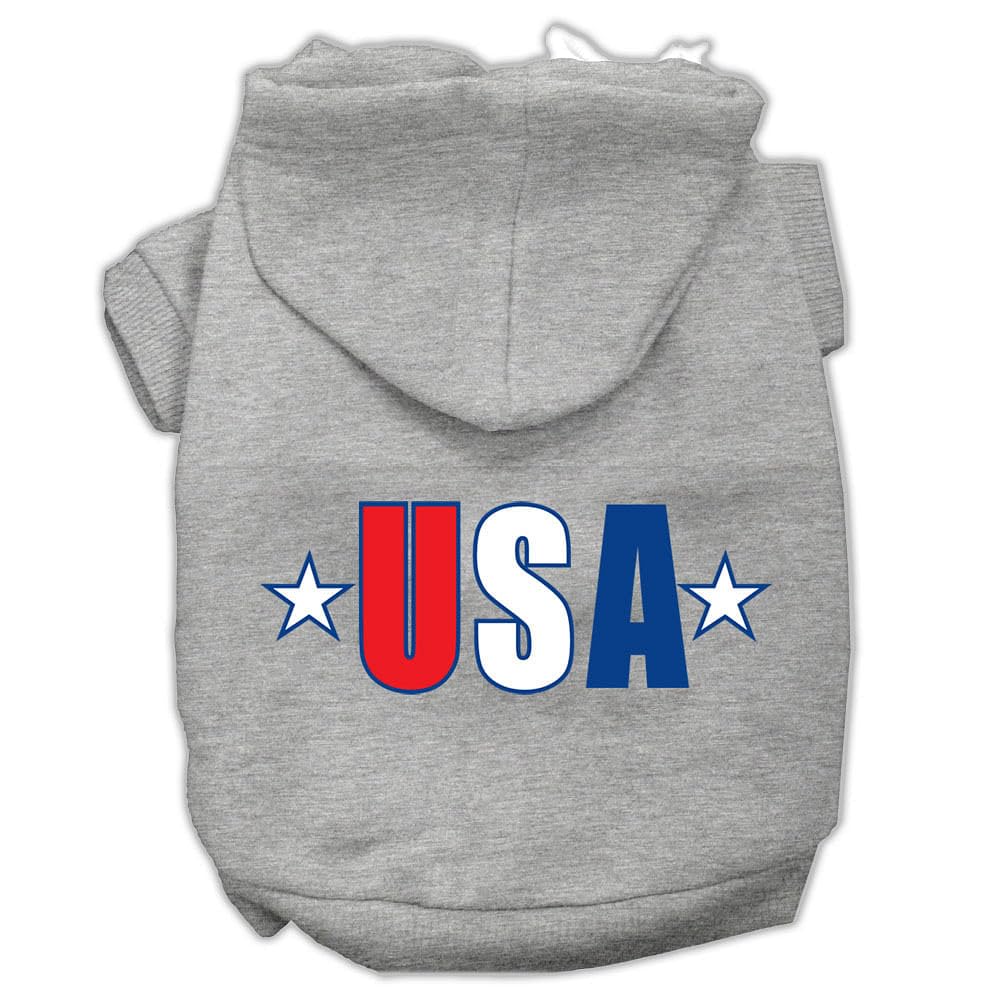 Mirage Pet Products Usa Star Screen Print Pet Hoodies, Large, Grey