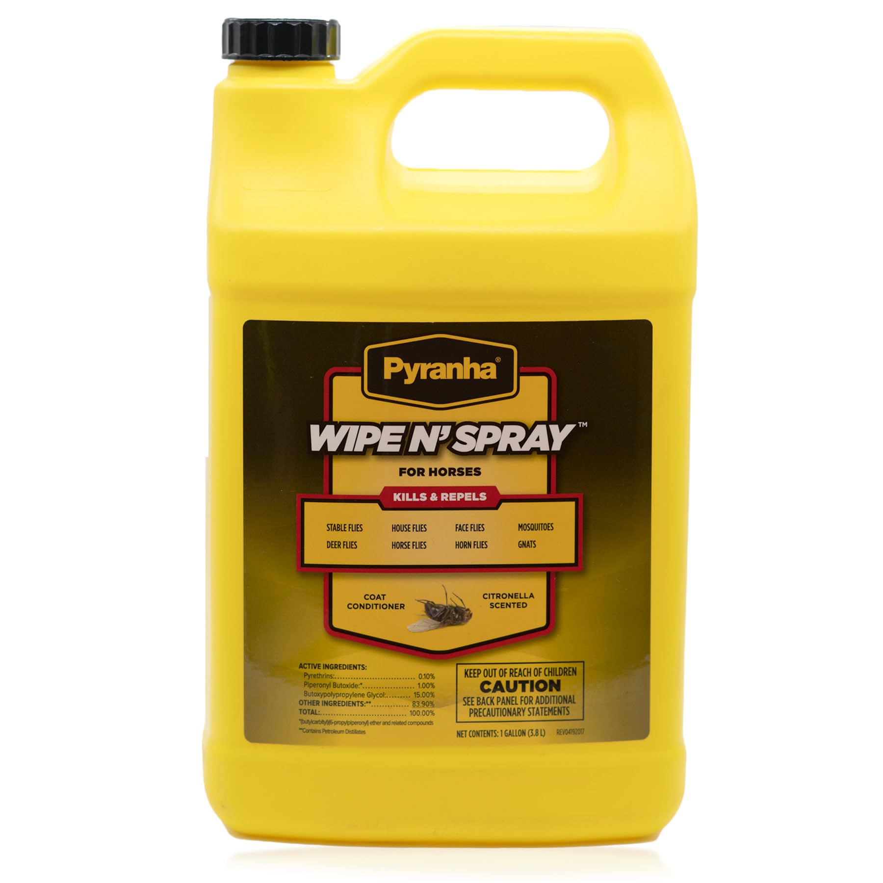 PYRANHA Wipe N Spray for Horses - Oil-Based Long Lasting Fly Control Repels Horn, Deer, Horse, House, Stable, & Face Flies, Ticks, Mites, Mosquitoes, Gnats & Lice, 1 Gallon-New Condition