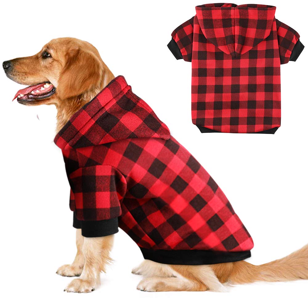 Plaid Dog Hoodie Sweatshirt Sweater For Large Dogs Cat Puppy Clothes Coat Warm And Soft(L)