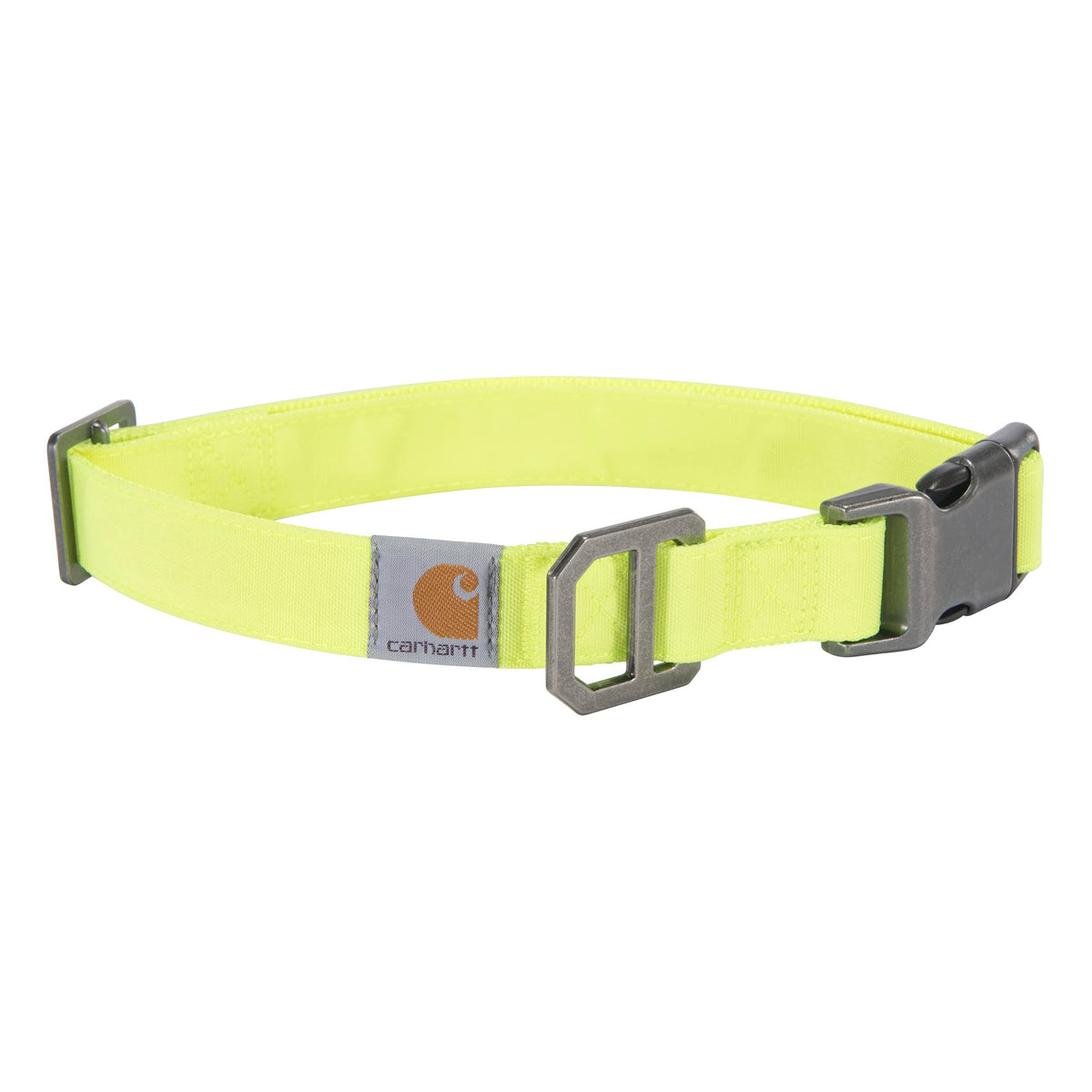 Carhartt Nylon Duck Dog Collar, Fully Adjustable Durable 2-Ply Cordura Nylon Canvas Collars For Dogs, Brite Lime, Large