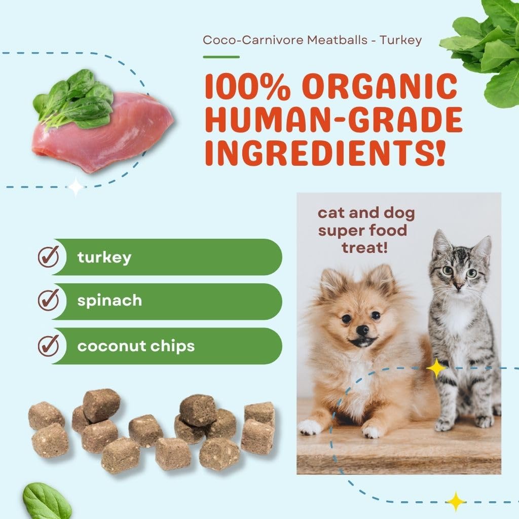 CocoTherapy 3 Pack of Coco-Canivore Meatballs Dog Treats, Beef, Chicken, Turkey (Variety)