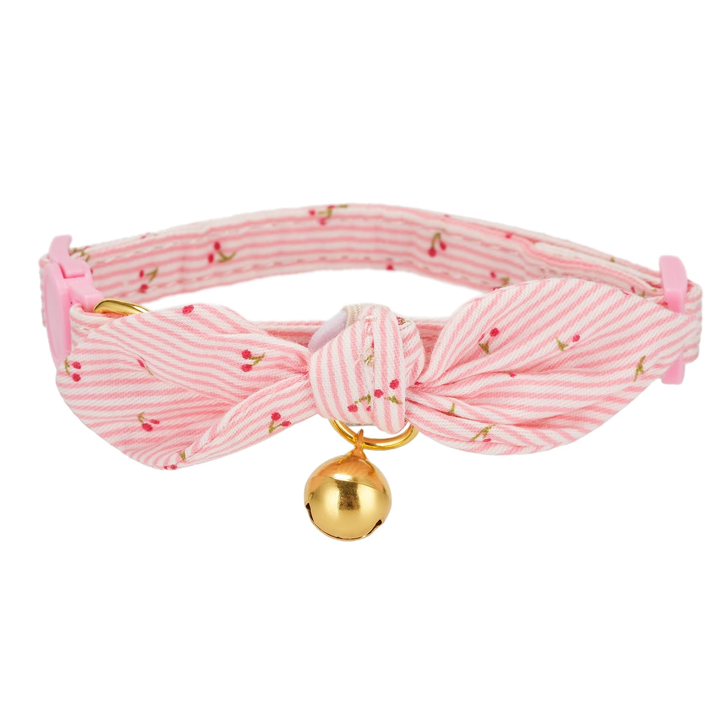 Yudote Cotton Bowtie Cat Collar With Bell 2 Pack Adjustable Breakaway Kitten Collars With Removeable Bow Pink Girl Cat Collars