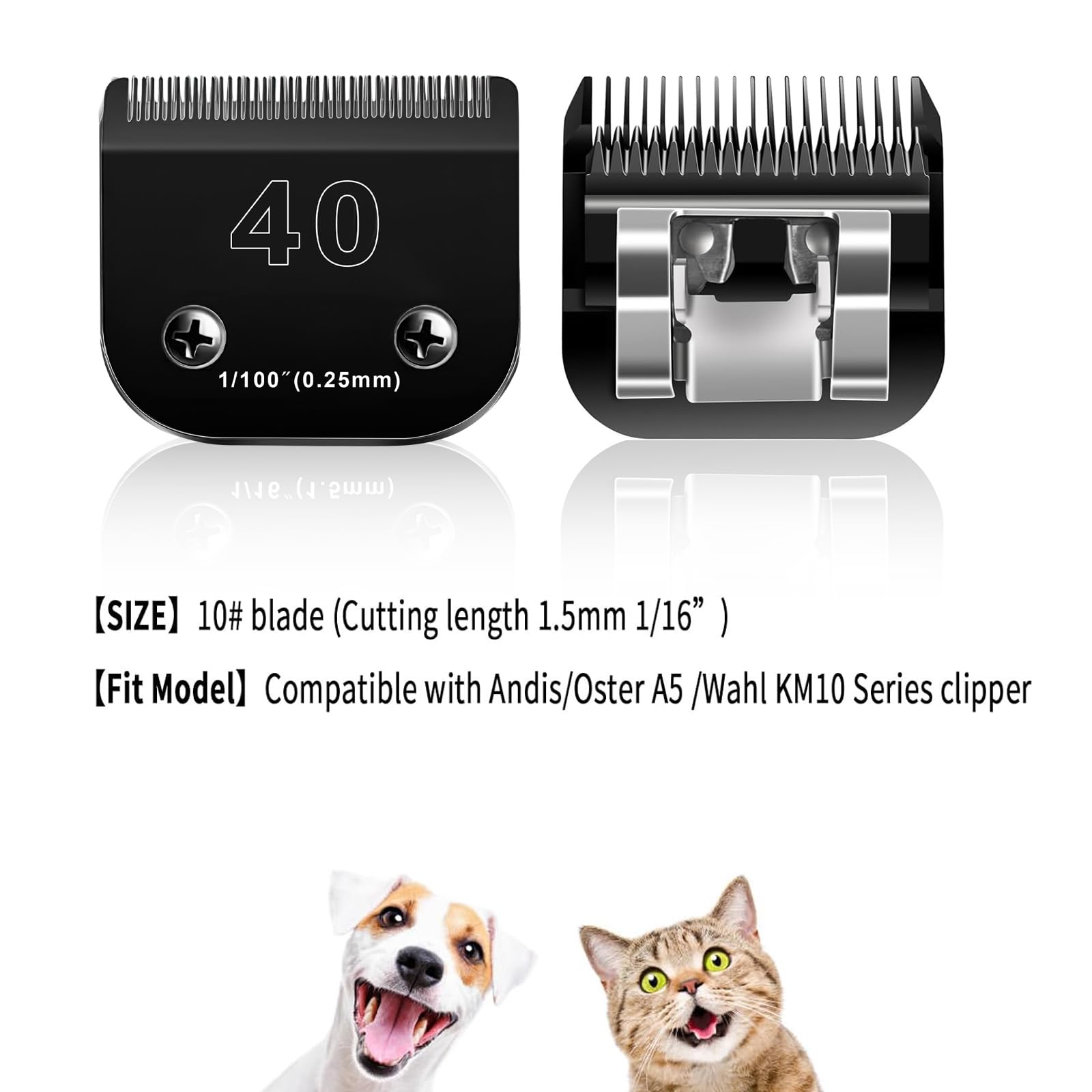 3PACK 40 Blades Dog Grooming Blades Compatible with Ainds/Oster A5/Wahl KM-10 Series Dog Clippers,Detachable Clipper Replacement