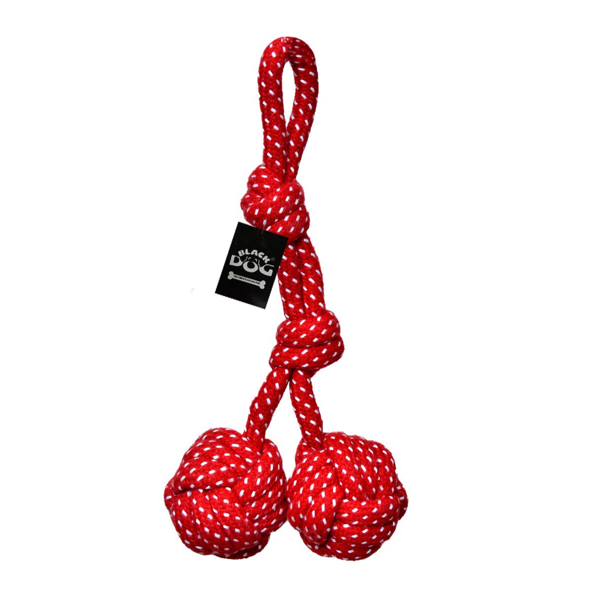 BLACK DOG Chew Toys for Puppies and Small Adult Dogs Two Ball Handle Rope Toys (Color May Vary)