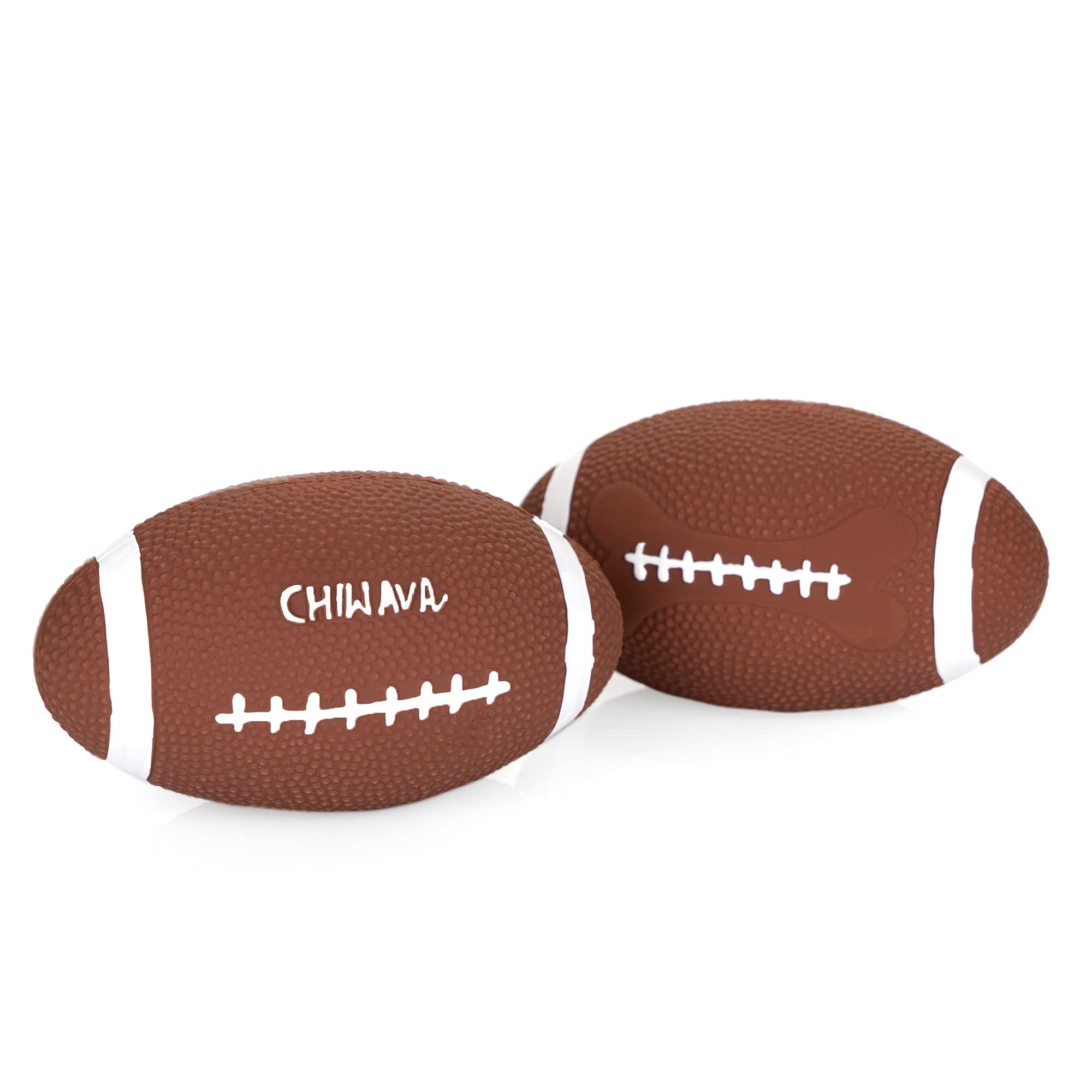 Chiwava 2 Pack 6'' Squeaky Latex Dog Toy Balls Football Rugbys Fetch Interactive Toy For Medium Large Dogs