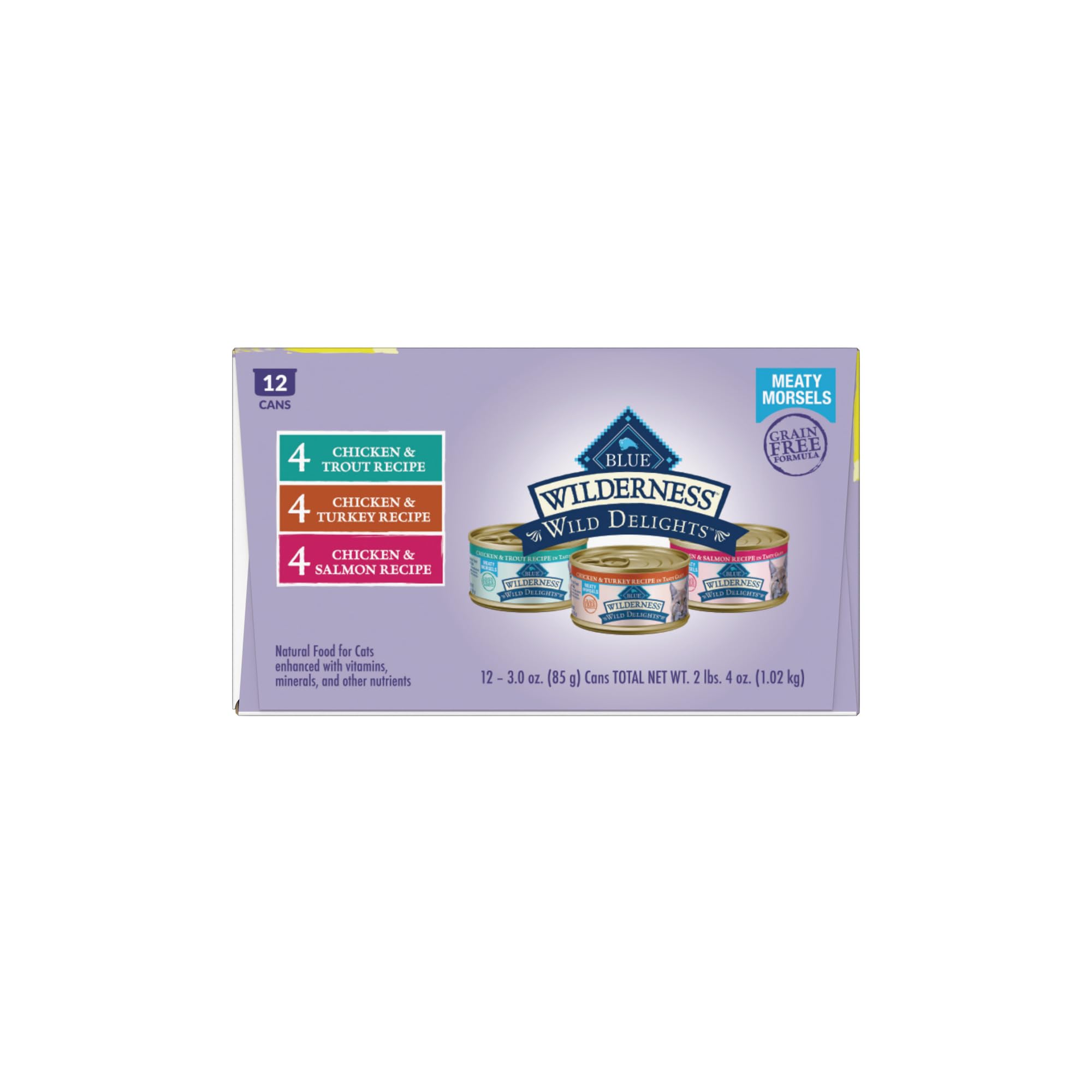 Blue Buffalo Wilderness Wild Delights High Protein Grain Free, Natural Adult Meaty Morsels Wet Cat Food, Chicken & Turkey, Trout