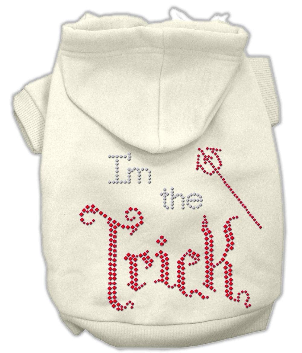 Mirage Pet Products 8' I'M The Trick Rhinestone Hoodies, X-Small, Cream