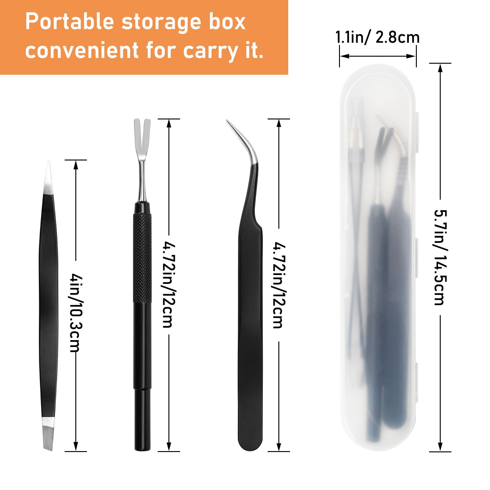 Coitek 3 In 1 Tick Remover Kit, Black Tick Remover Tweezers Stainless Steel Tick Remover Tools Set For Pet Dog, Cat, Human With Storage Box (Black)