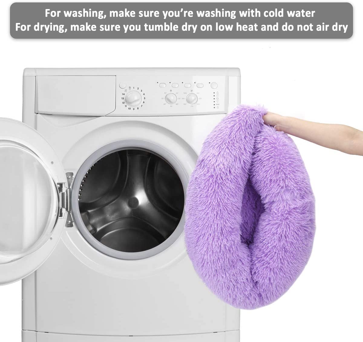 Large Cat Beds For Indoor Cats - Dog Beds For Small Medium Dogs, Large Cat Bed Washable 24 Inches, Anti Anxiety Round Fluffy Plu