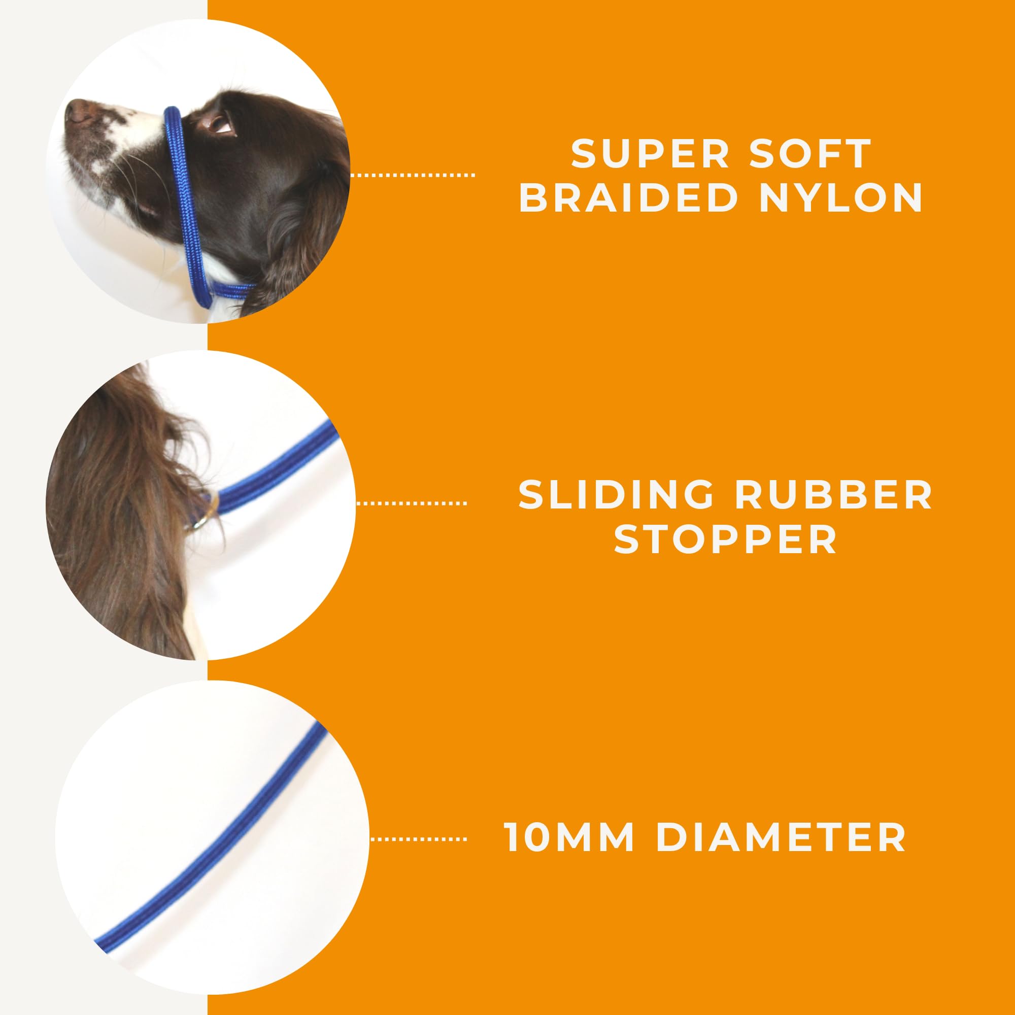 Dog & Field Figure 8 Anti Pull Lead/Halter/Head Collar - One Size Fits All - Soft Braided Nylon - Comfortable, Supple, Secure And Proven To Make Your Walks More Enjoyable - No More Pulling! (Blue)