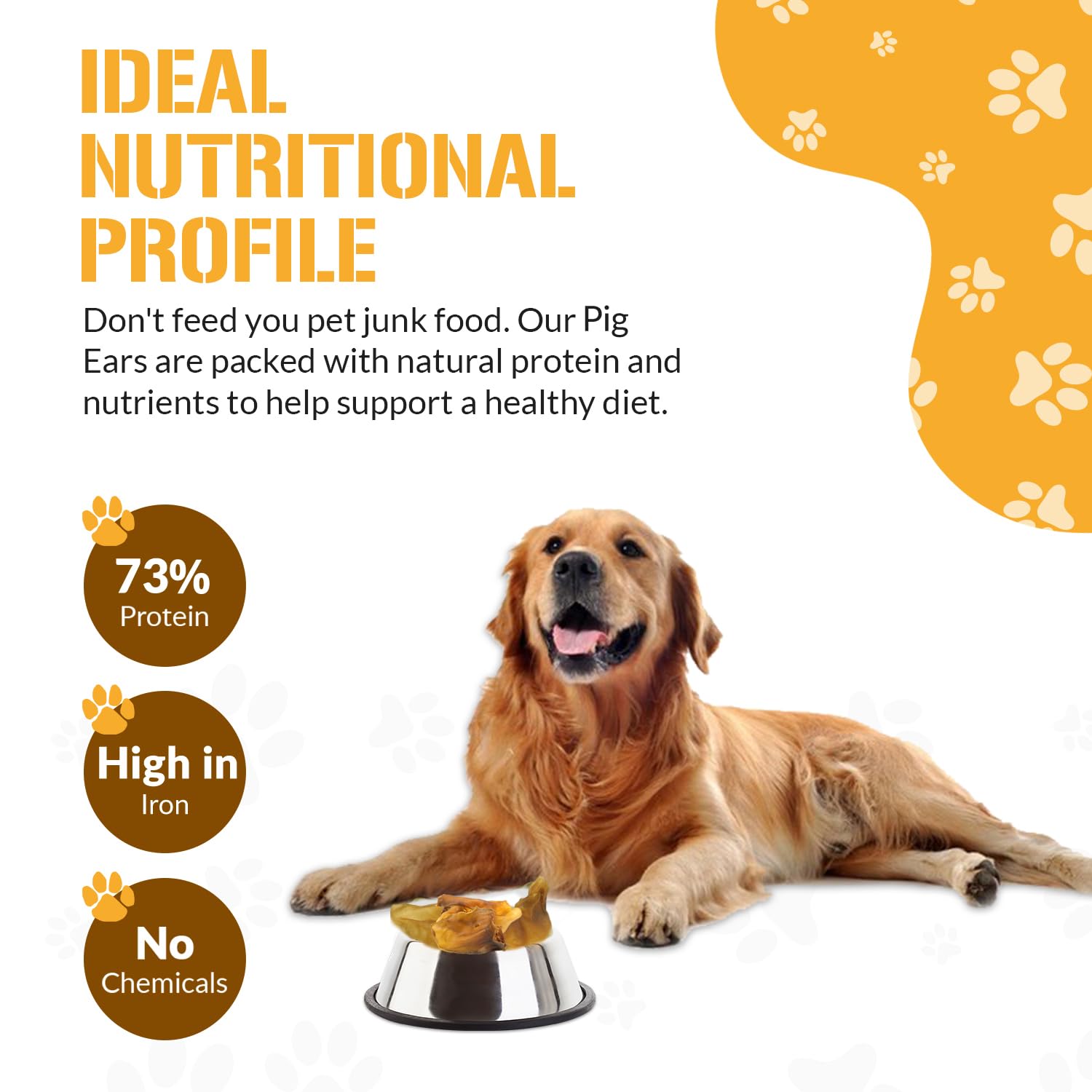 Dog Chits Pig Ears Dog and Puppy Treats - All Natural Grain and Chemical Free Training Chews - High Protein and Low Fat - Suppor