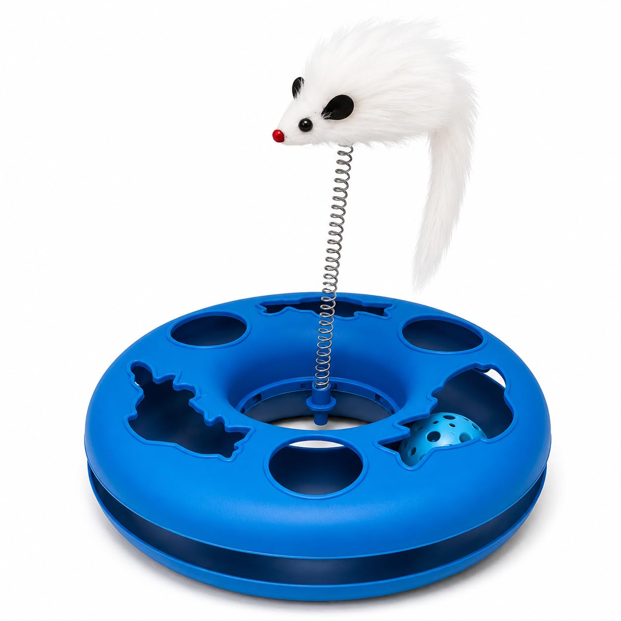 Interactive Cat Toy Ball Track With Spring Mouse Teaser, Indoor Kitten Exercise Toy, Rolling Jingle Ball Chase Game For Cats, Me