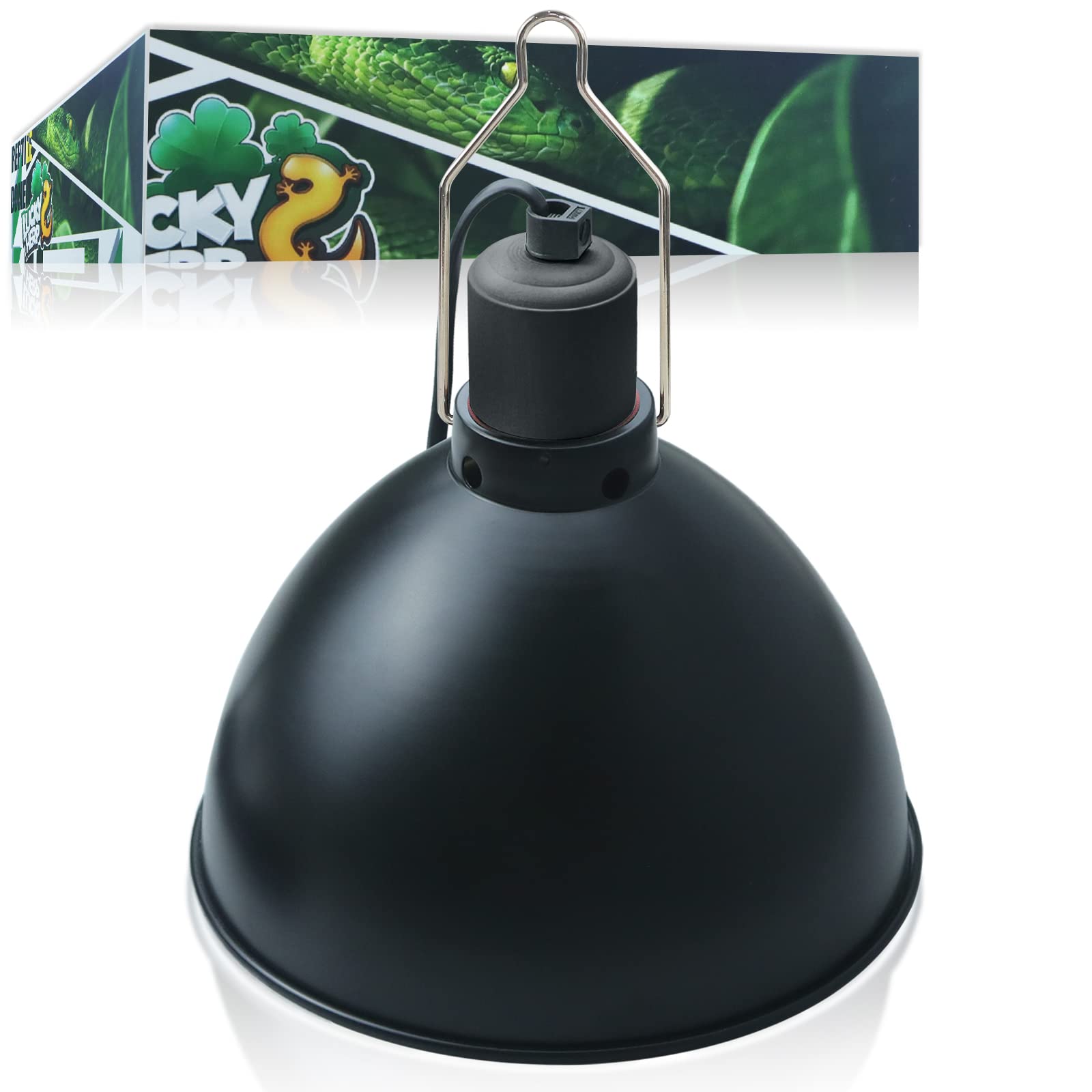 Lucky Herp Aluminum 8.1Inch Dome Reptile Light Fixture, Reptile Heat Lamp Fixture For Uvb Bulb Basking Heat Bulb