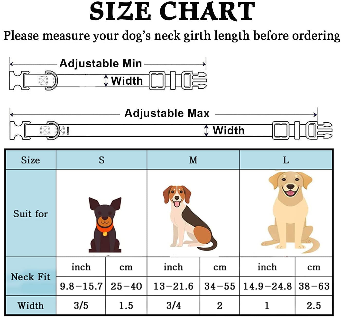 W&Z Christmas Dog Collars - Adjustable Heavy Duty Soft Ethnic Style Collar For Small Medium Large Dogs (S:Neck Fit 9.8-15.7',Width 3/5', Christmas Red)