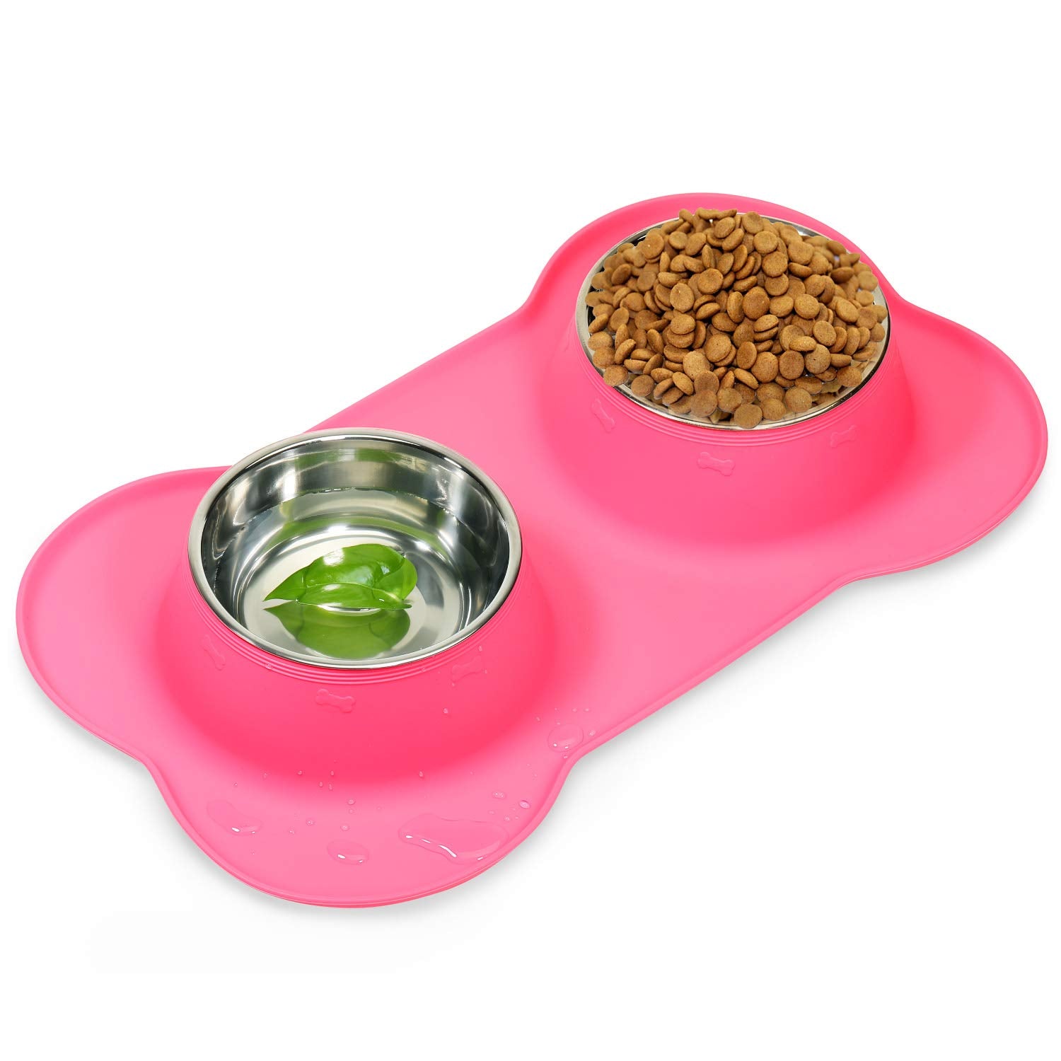 AsFrost Dog Food Bowls Stainless Steel Pet Food Bowls & Dog Water Bowls, Dog Bowls Silicone Mat No Spill Non-Skid Feeding Bowls 