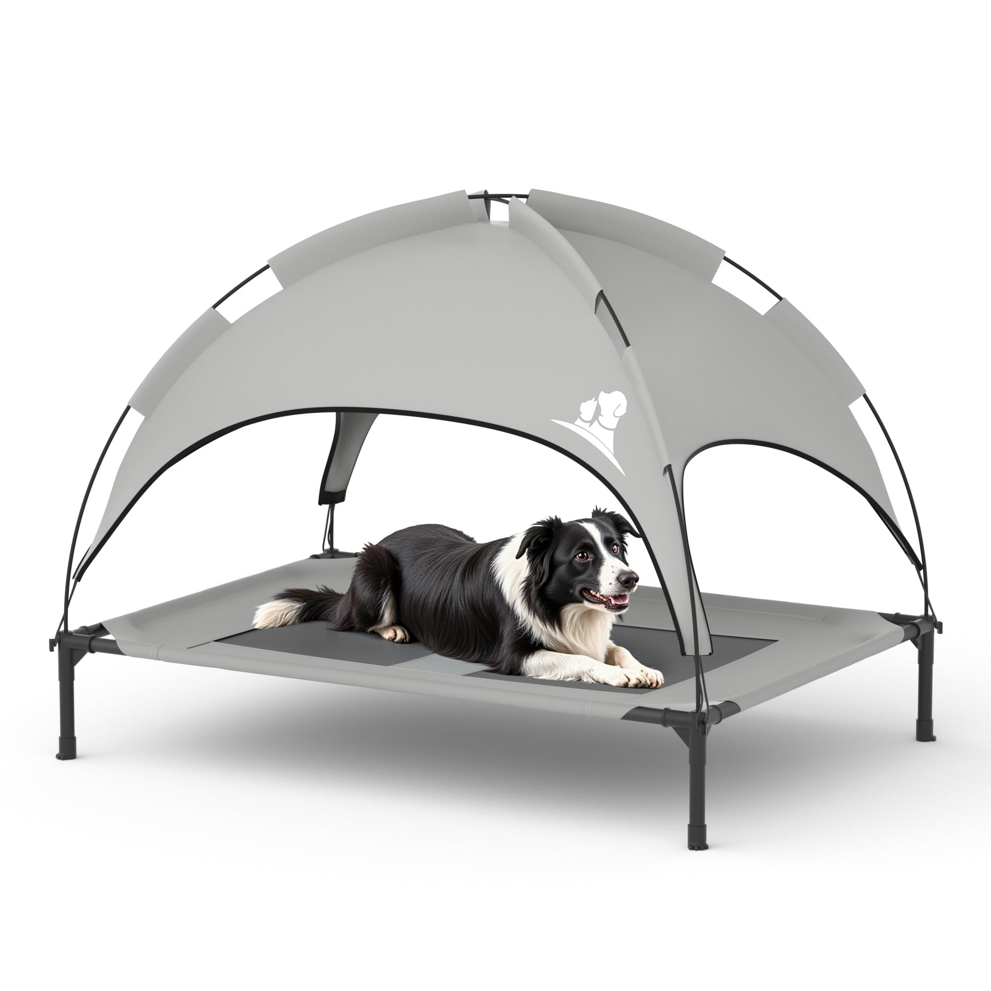 GOJOOASIS Outdoor Dog Bed with Canopy, Waterproof Outside Dog Cots Pet Bed with Removable Canopy Tent, Cat Bed Shelter, Lifted C