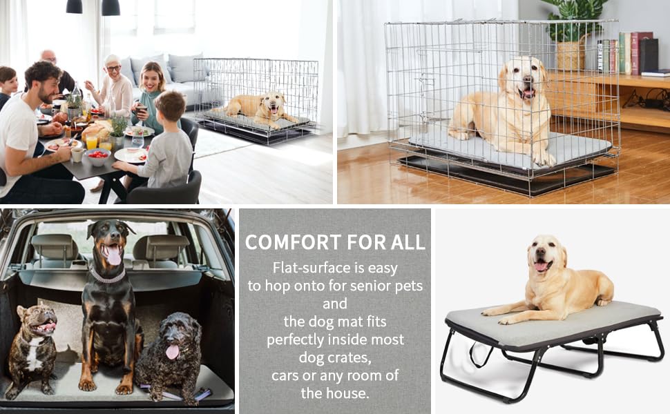 Panku Orthopedic Dog Beds For Large Dogs, Dog Pad For Crate With Durable Washable Waterproof Linen Removable Cover, Grey