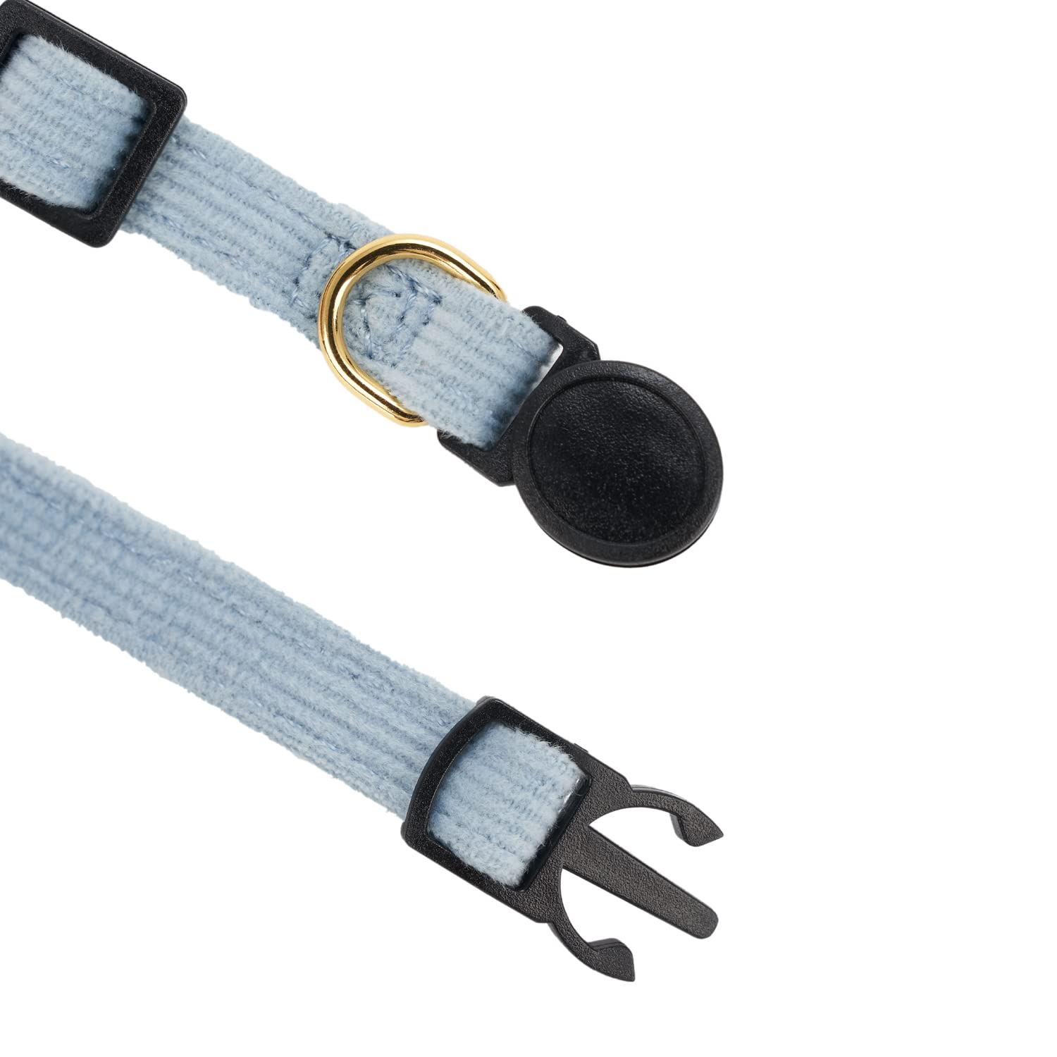 Petiry Soft Corduroy Cat Collar, Plaid Pattern, With Bell And Bowtie, Safety Breakaway Clasp, Adjustable For Kitten And Cats Blu