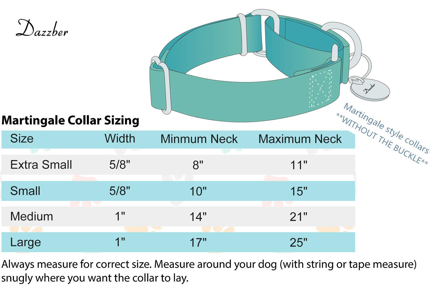 Dazzber Martingale Collar Nylon Dog Collar No Pull Pet Collar Heavy Duty For Medium And Large Dogs, Adjustable 14 Inch - 21 Inch, Sky Blue