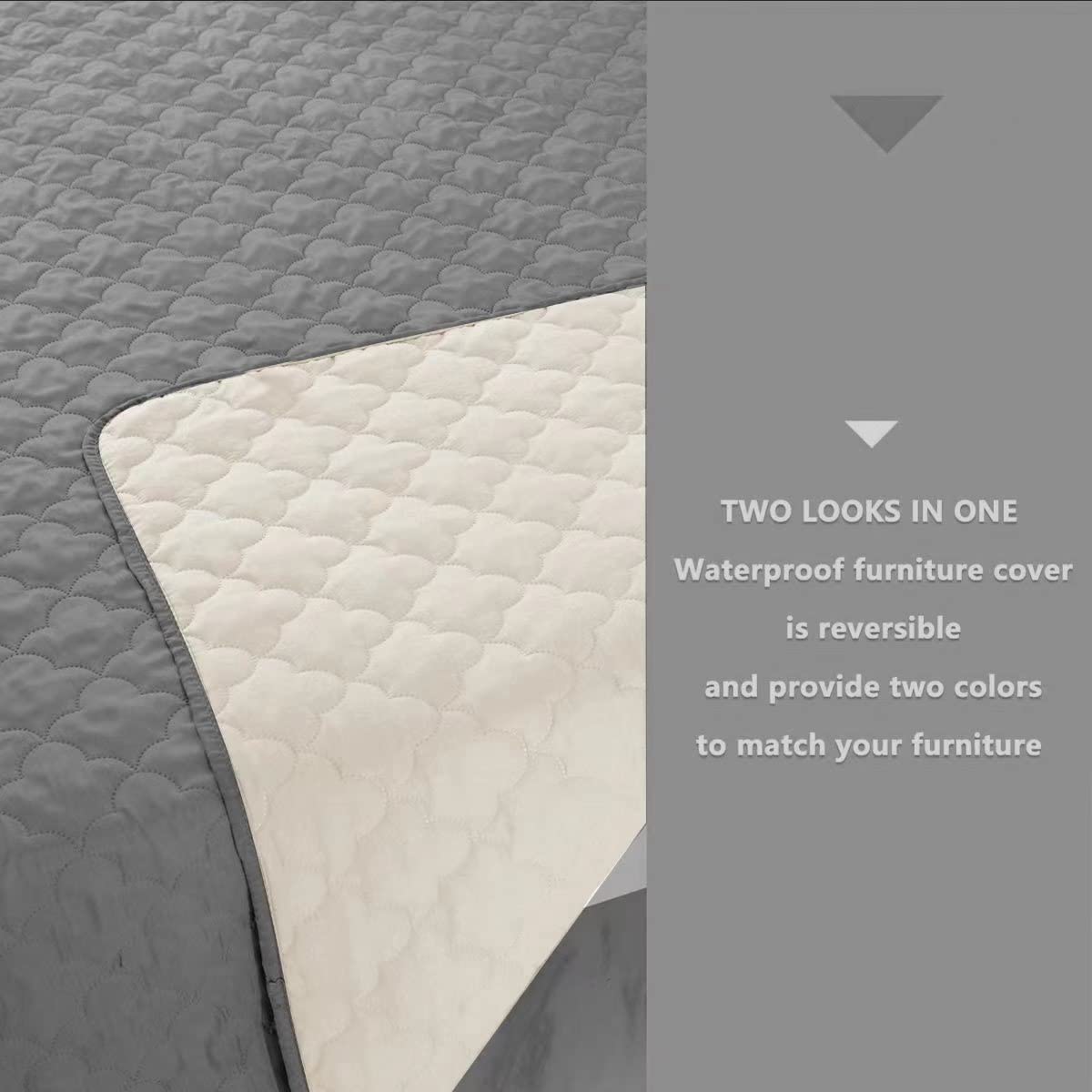 Dog Blankets For Couch Protection Waterproof Dog Bed Covers Pet Blanket Furniture Protector (Grey+Ivory, 82'X120')