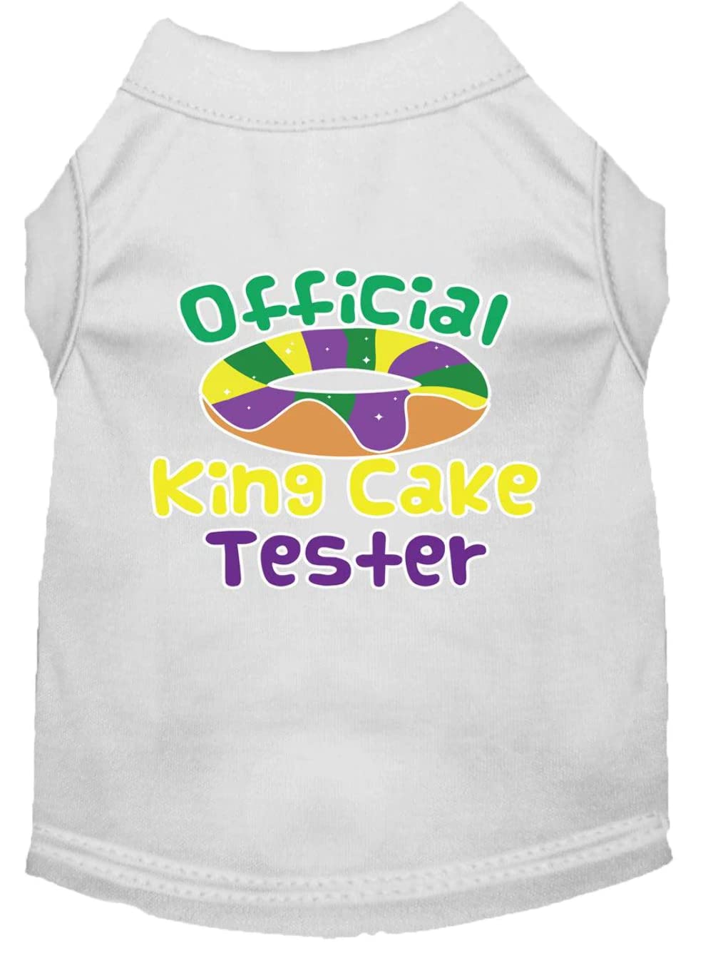 Mirage Pet Product King Cake Taster Screen Print Mardi Gras Dog Shirt White XXL