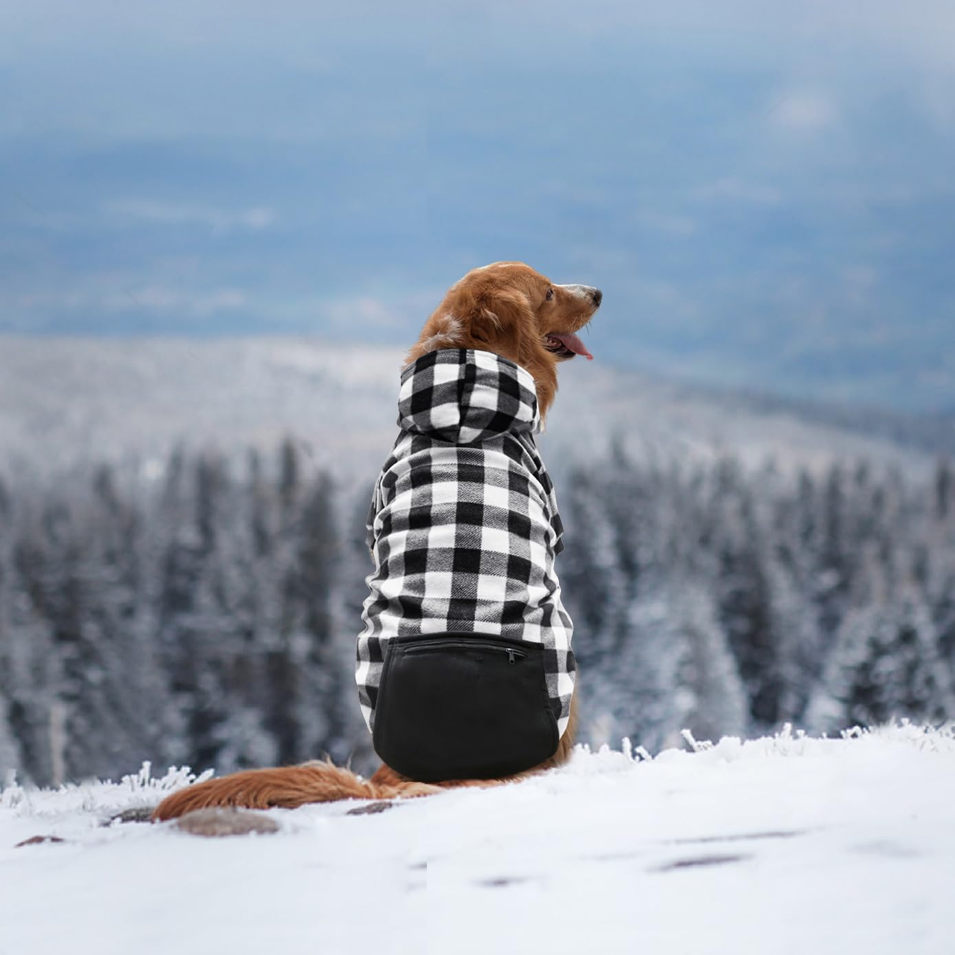 Mrcopetal Plaid Dog Clothes Soft Brushed Fleece Hoodies With Zipper Pocket - Winter Coat Cotton Pet Hoodie For Small To 5Xl Dogs