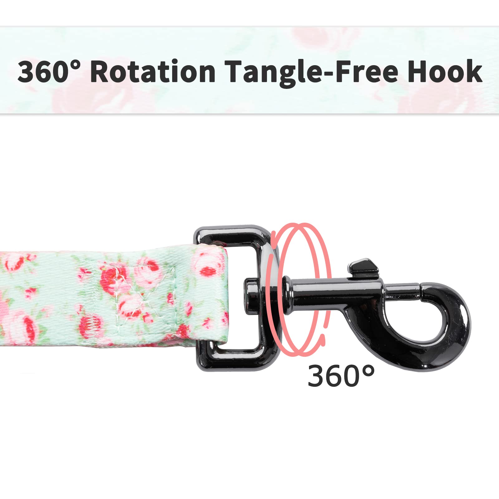 Ihoming Dog Collar And Leash Set For Daily Outdoor Walking Running Training, Floral Greenlake Design For Medium Boys Girls Dogs