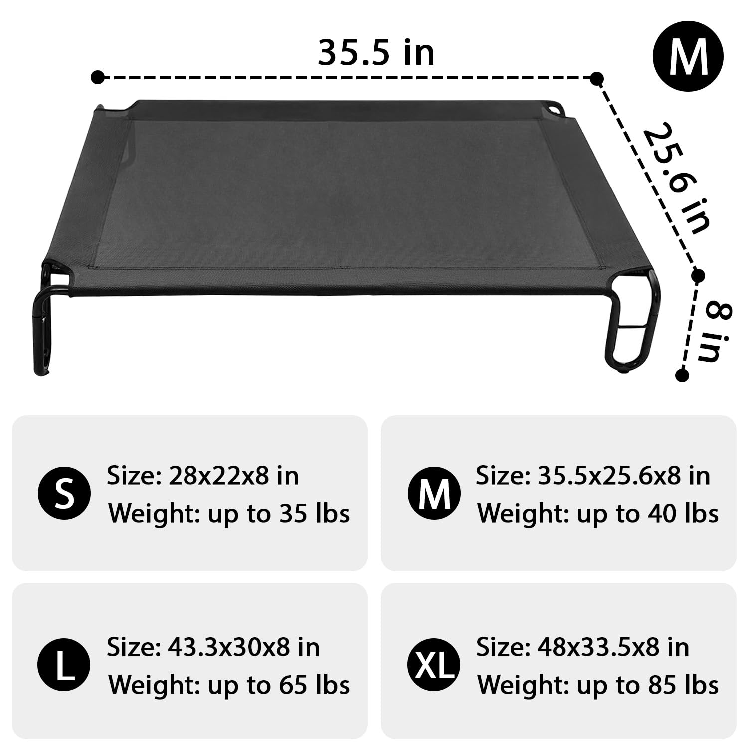 Pettycare Elevated Outdoor Dog Bed - Dog Cots Beds For Medium Dogs, Waterproof Raised Dog Bed Easy To Assemble, Cooling Elevated
