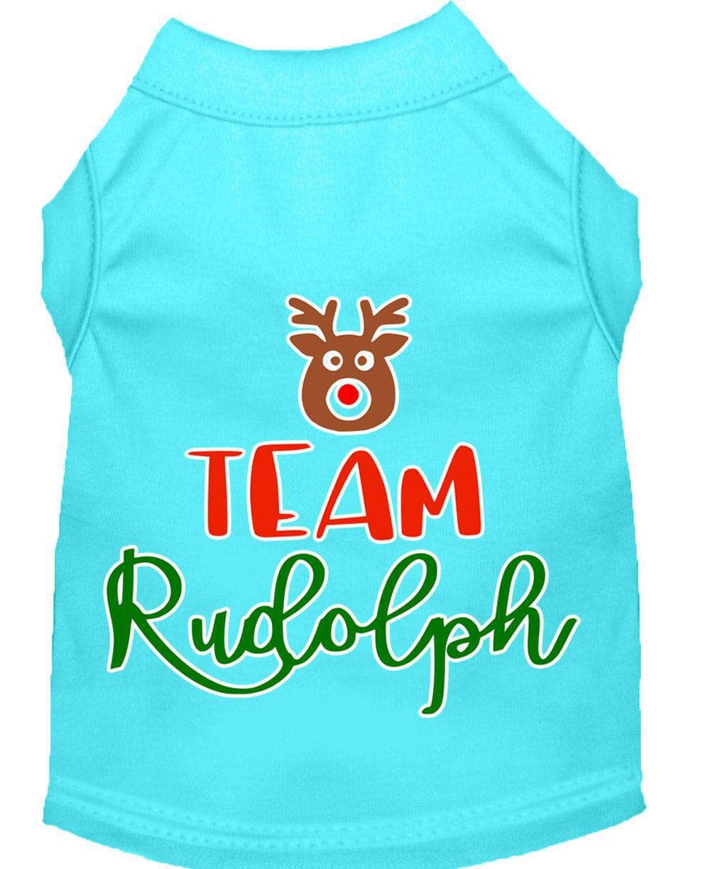 Christmas Pet Dog & Cat Shirt Screen Printed, &quot;Team Rudolph&quot; Brown SM (3-6 lbs.)