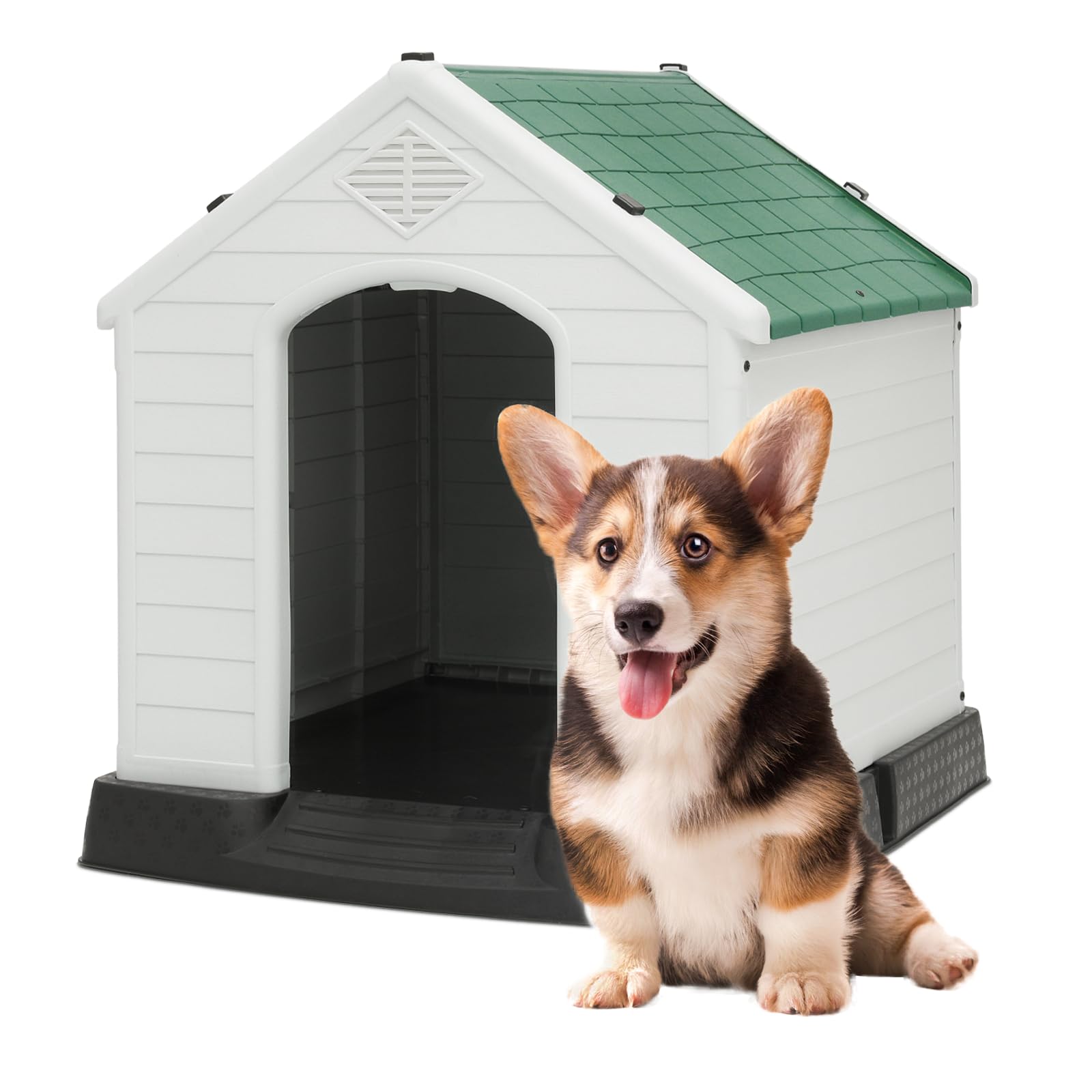 Magshion Big Dog House For Large Dogs Outside Insulated Dog Shelter With Air Vents And Elevated Floor, All Weather Plastic Dogho