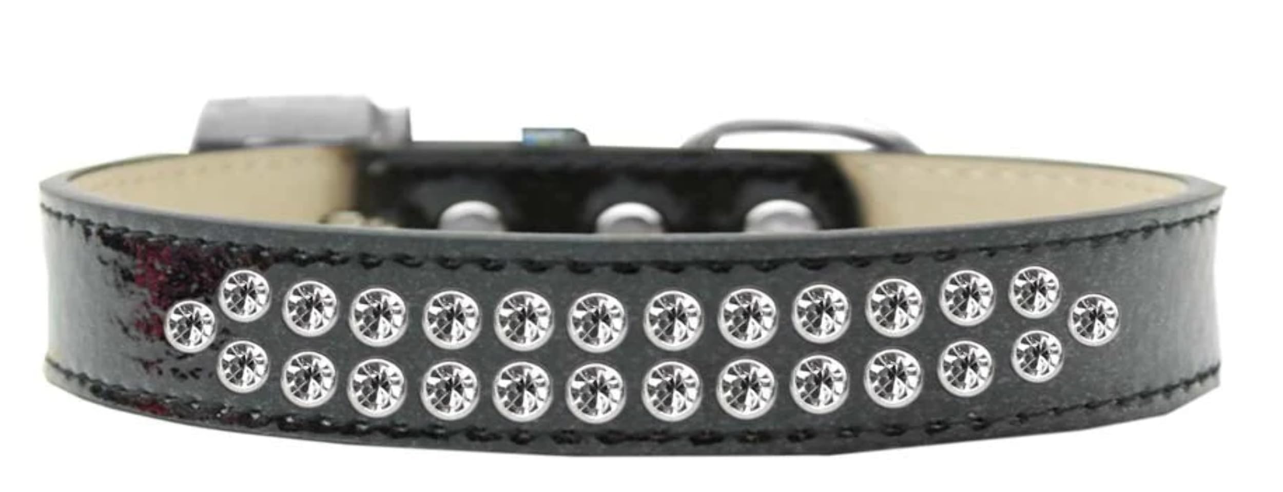 Dog, Puppy & Pet Ice Cream Collar, Two Row Clear Crystal Rimsets Purple 14