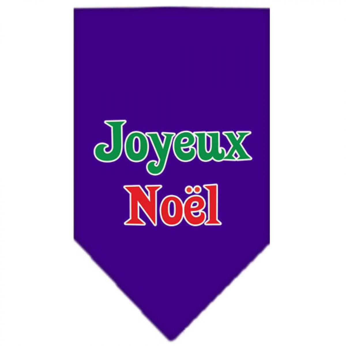 Christmas Pet and Dog Bandana Screen Printed, &quot;Joyeux Noel&quot; Purple Small