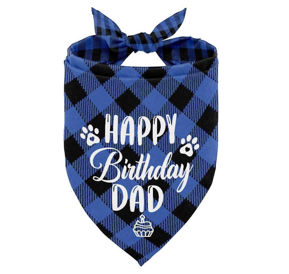 Dog Bandana, Happy Birthday Dad Dog Bandana, Dog Scarf Classical Plaid Printing, Dog Scarf Accessories, Dog Bandana Pet Scarf, P