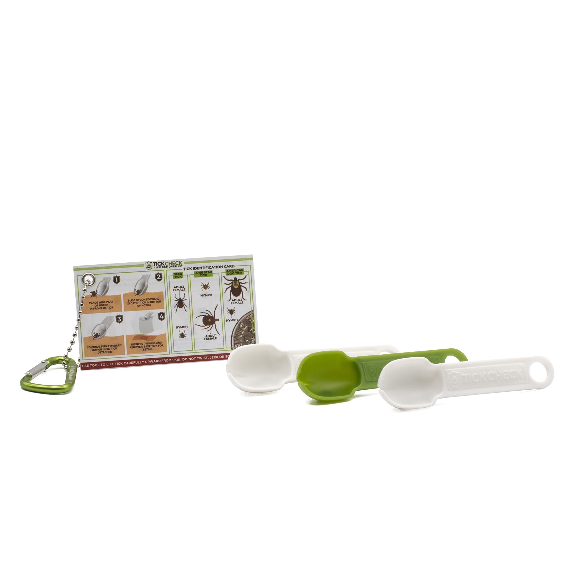 Tickcheck Tick Remover Spoon - 3 Pack Of Lightweight Tick Remover Tools With Free Tick Id Card & Carabiner (2 Sets, 6 Spoons)