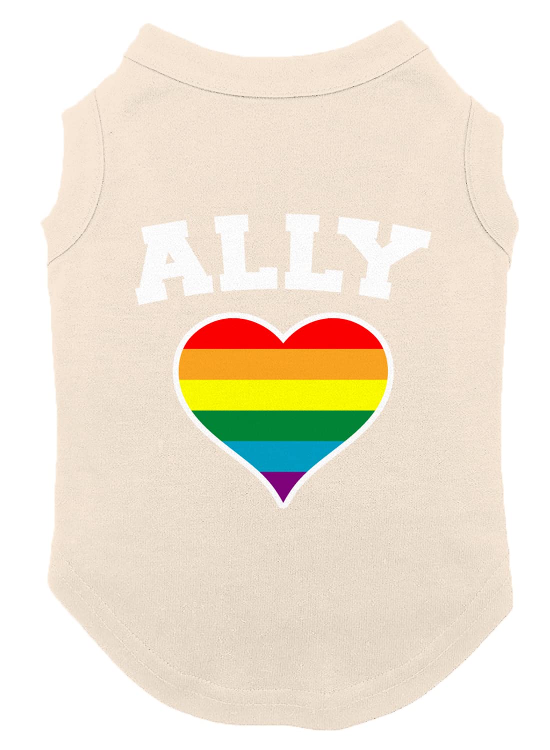 Ally Rainbow Heart - Supporter Dog Shirt (Natural, Large)