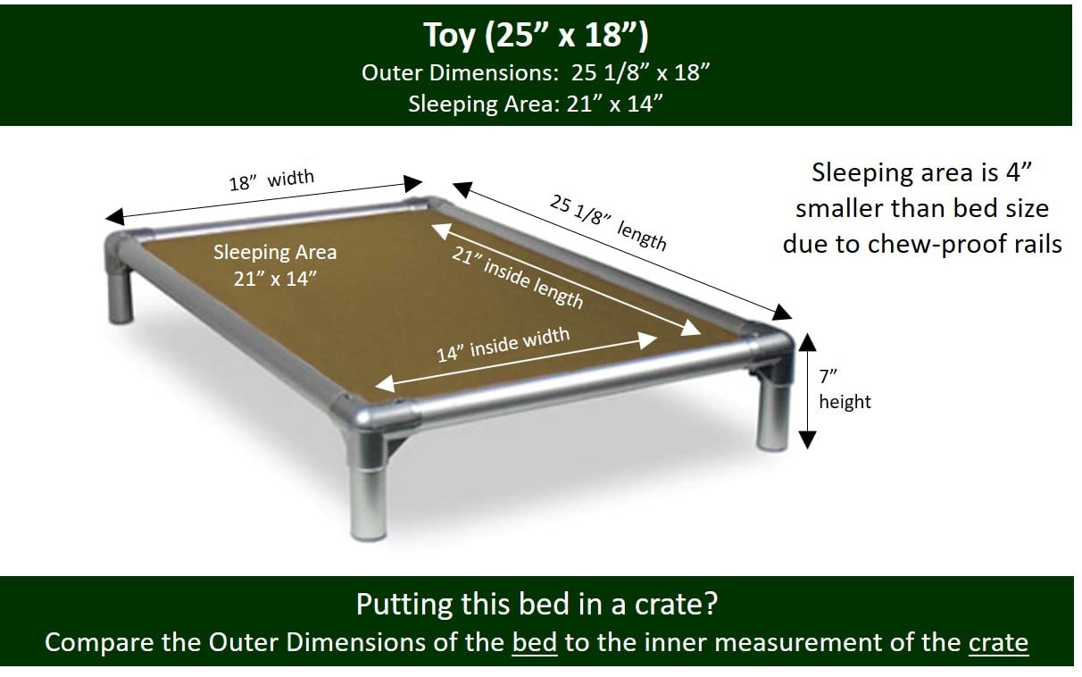 Kuranda Chewproof Bed - Silver Aluminum - 25'' x 18'' - Cordura Nylon - Gold