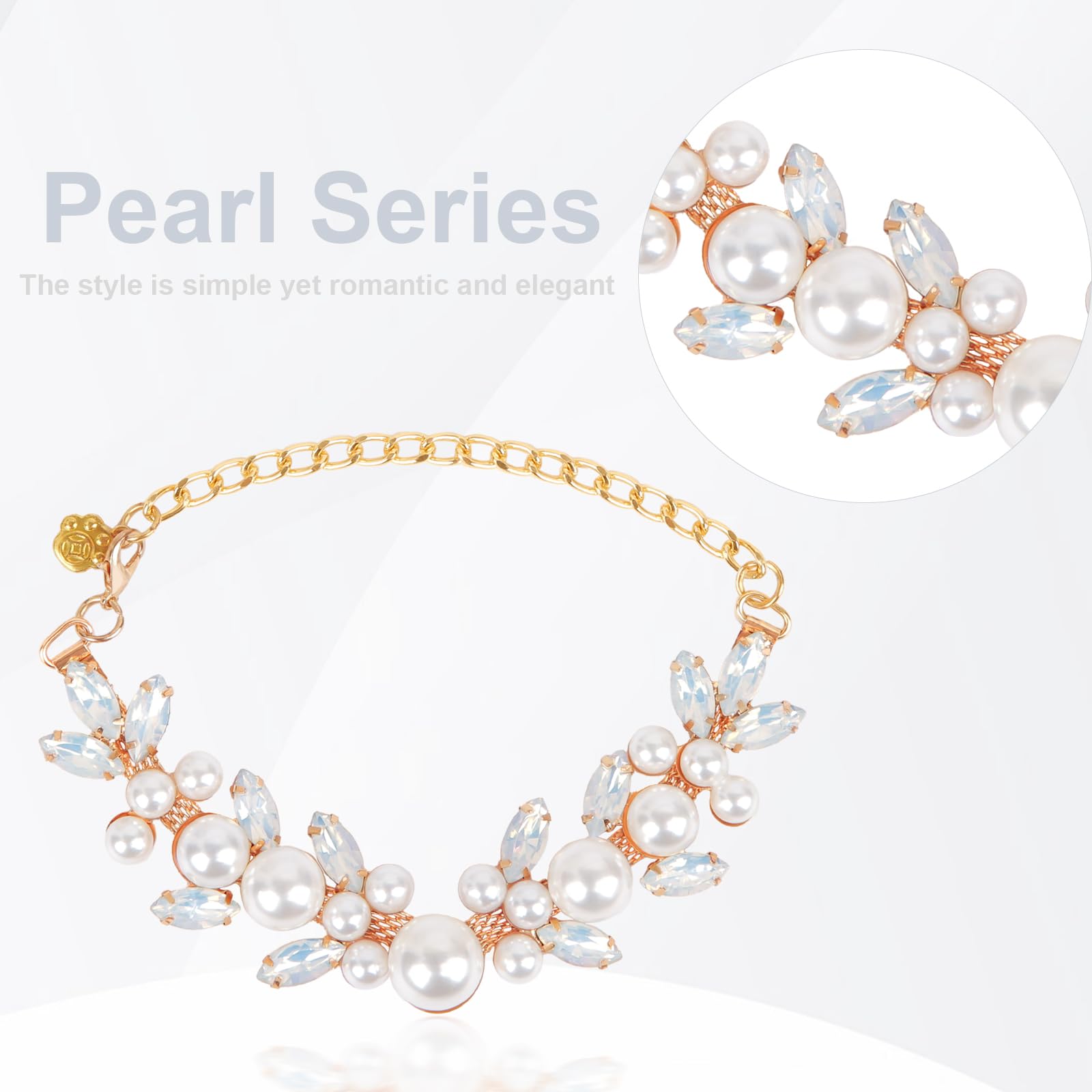 Howwfaly Dog Cat Pearl Collars With Cute Pet Paw Gold Chain Stainless Steel Collars Necklace Adjustable Collar Dog Chain Cat Whi