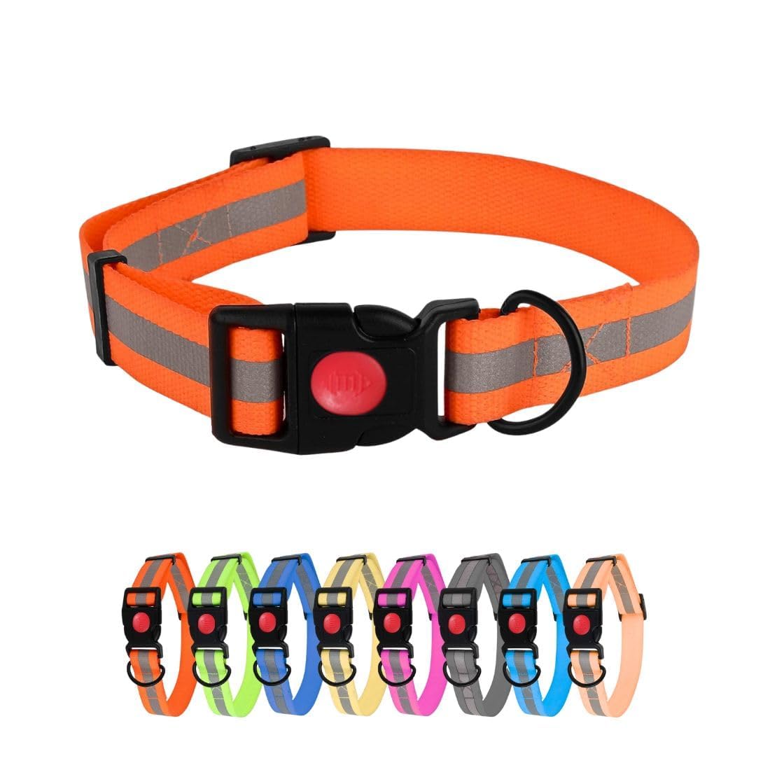 Pet Fun Ultra Soft Nylon Dog Collar With Reflective Radium Strip  Adjustable, Lightweight & Flexible, QuickRelease Safety Buck