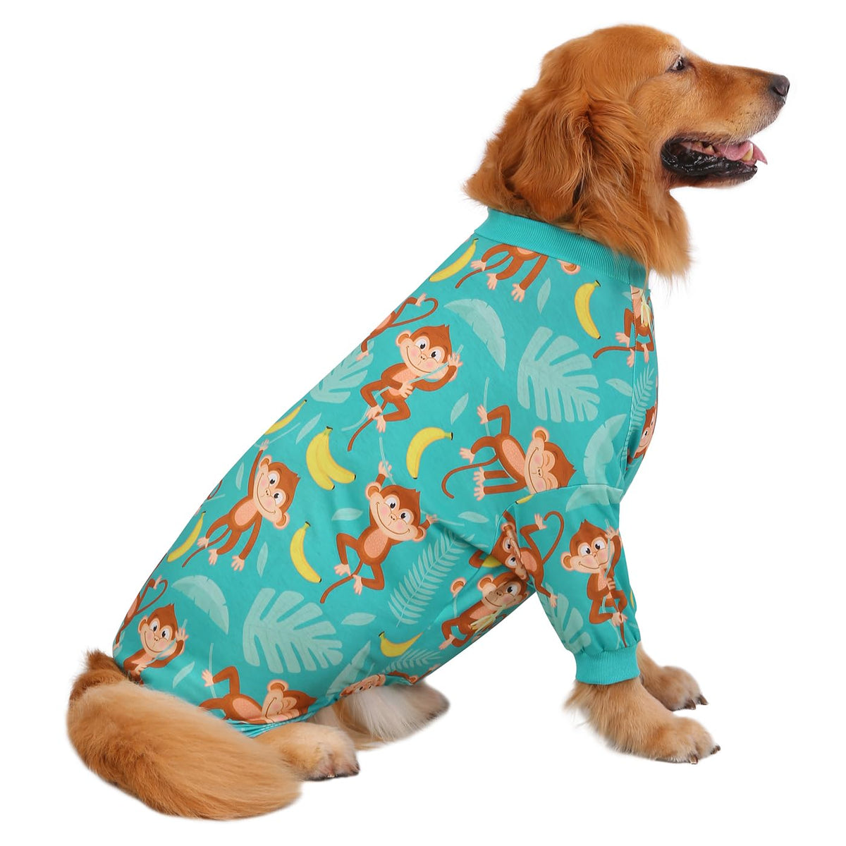 Hde Dog Pajamas One Piece Jumpsuit Lightweight Dog Pjs Shirt For M-3Xl Dogs Monkeying Around - M