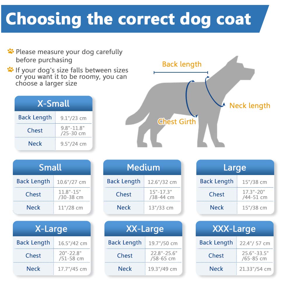 Dog Fleece Hoodie, Windproof Waterproof Dog Coat Fleece & Cotton Lined Warm Dog Jacket, Cold Weather Pet Apparel Clothes Vest For Small Medium Large Dog (M: Length 12.6', Chest 15'-17.3', Blue)