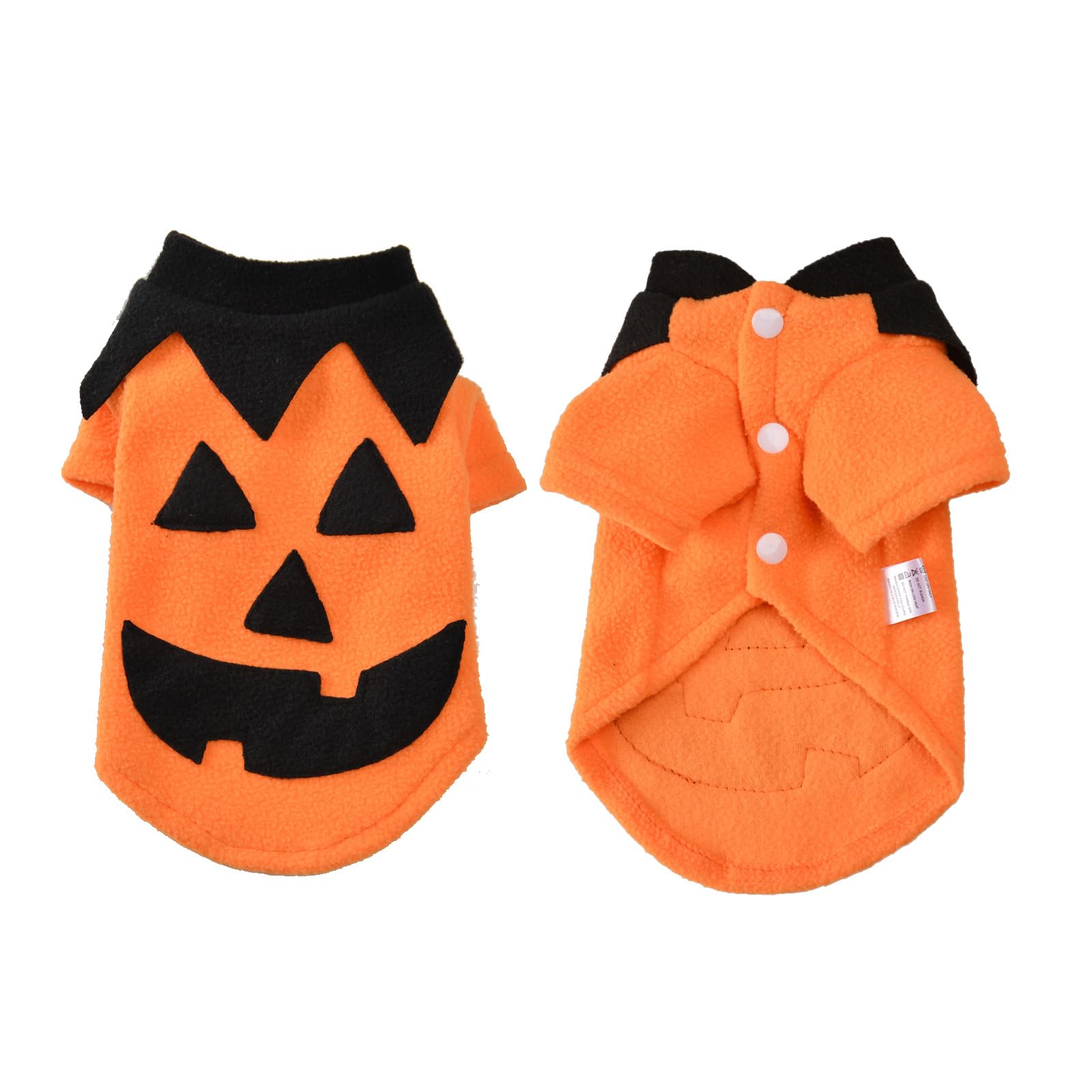 Vavious Dog Clothes Small Dog Fleece Shirts Pumpkin Head Smiley Winter Coat For Dogs Halloween Party Pet Costume 03-Orange Mediu