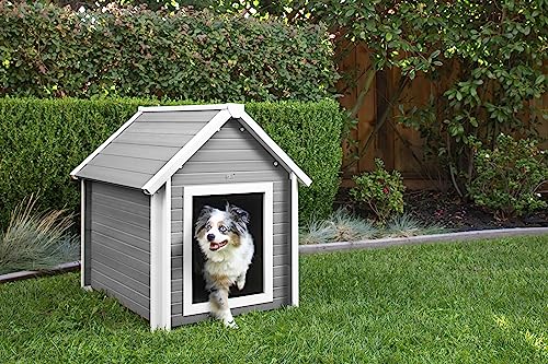 New Age Pet Ecoflex Outdoor Large Bunk Style Dog House For Up To 80Lbs Pets | 10 Year Manufacturer Warranty | Weatherproof Roof & Elevated Floor | Easy-To-Assemble & Clean