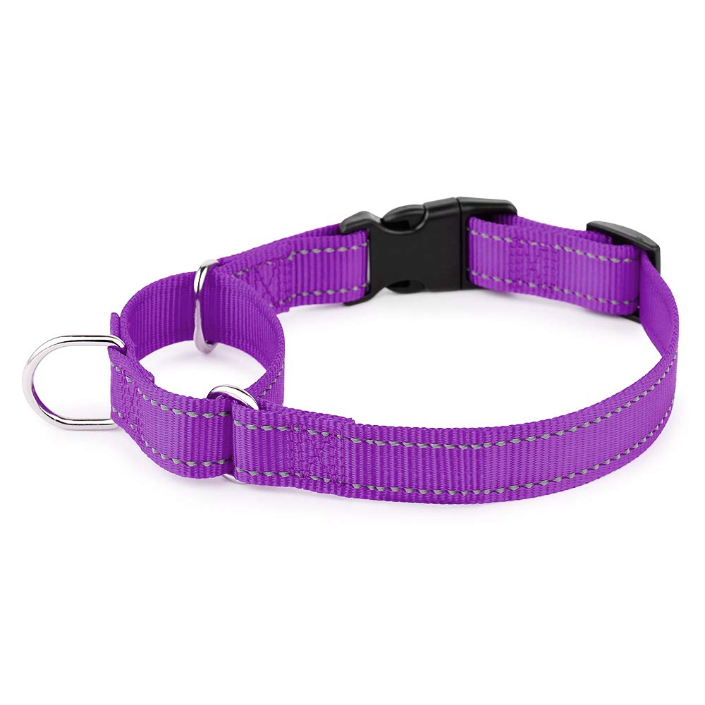 Plutus Pet Reflective Martingale Collar With Quick Snap Buckle,No Pull Dog Choker Collar For Small Medium Large Dogs,L,Purple